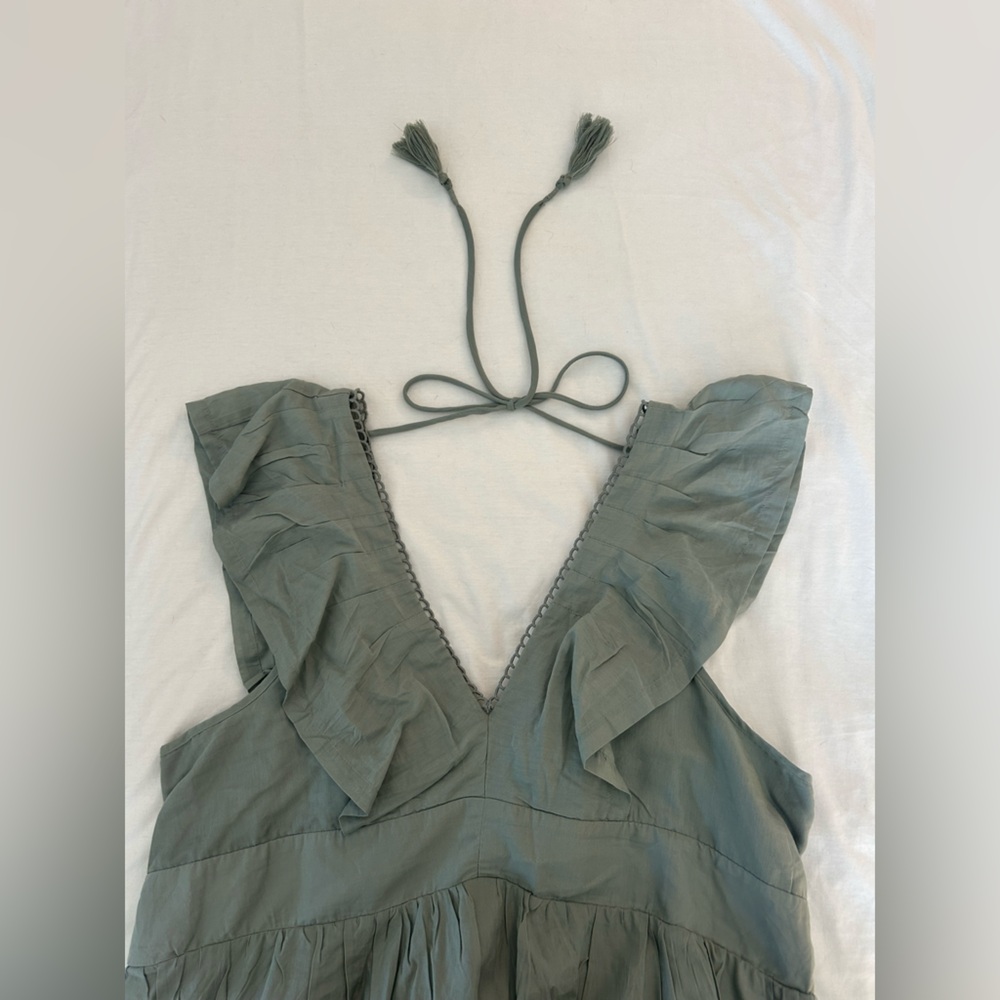 Anthropologie sage green Crochet Trim dress - Picture 4 of 11